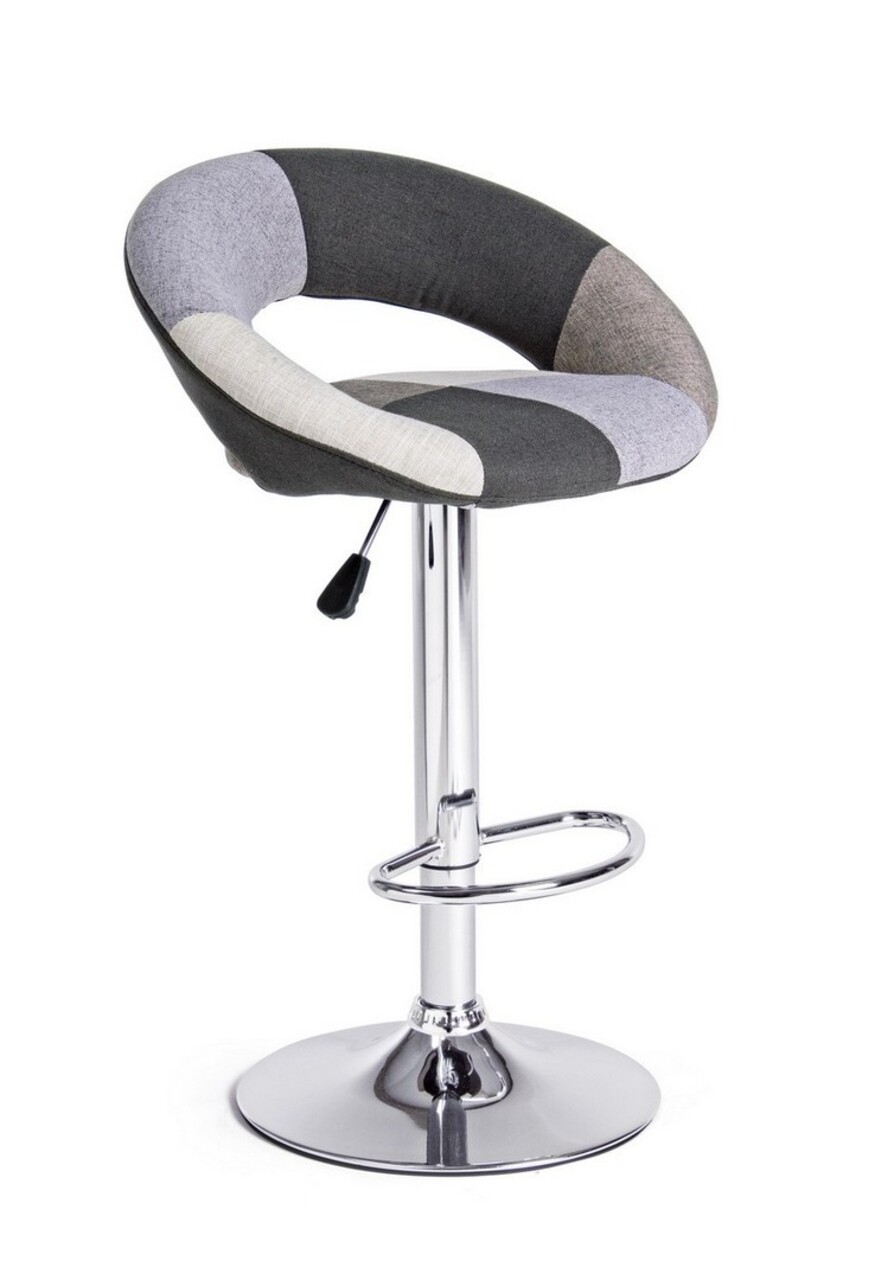 Scaun de bar Salvador Patch, Bizzotto, 55x50x80 cm, otel/poliester, gri - imagine 5